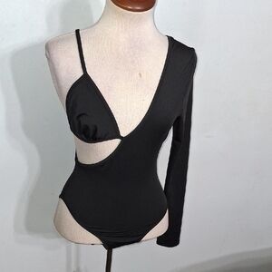 SHEIN/ Black Asymetrical Bodysuit- W Sz 4